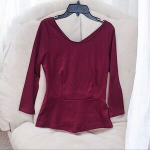 The Limited Burgundy Peplum Top